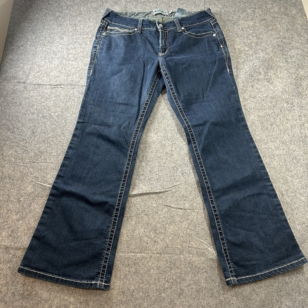 Ariat REAL Denim Jeans Women 32S (34x29) Blue Mid Rise Bootcut Western Stretch